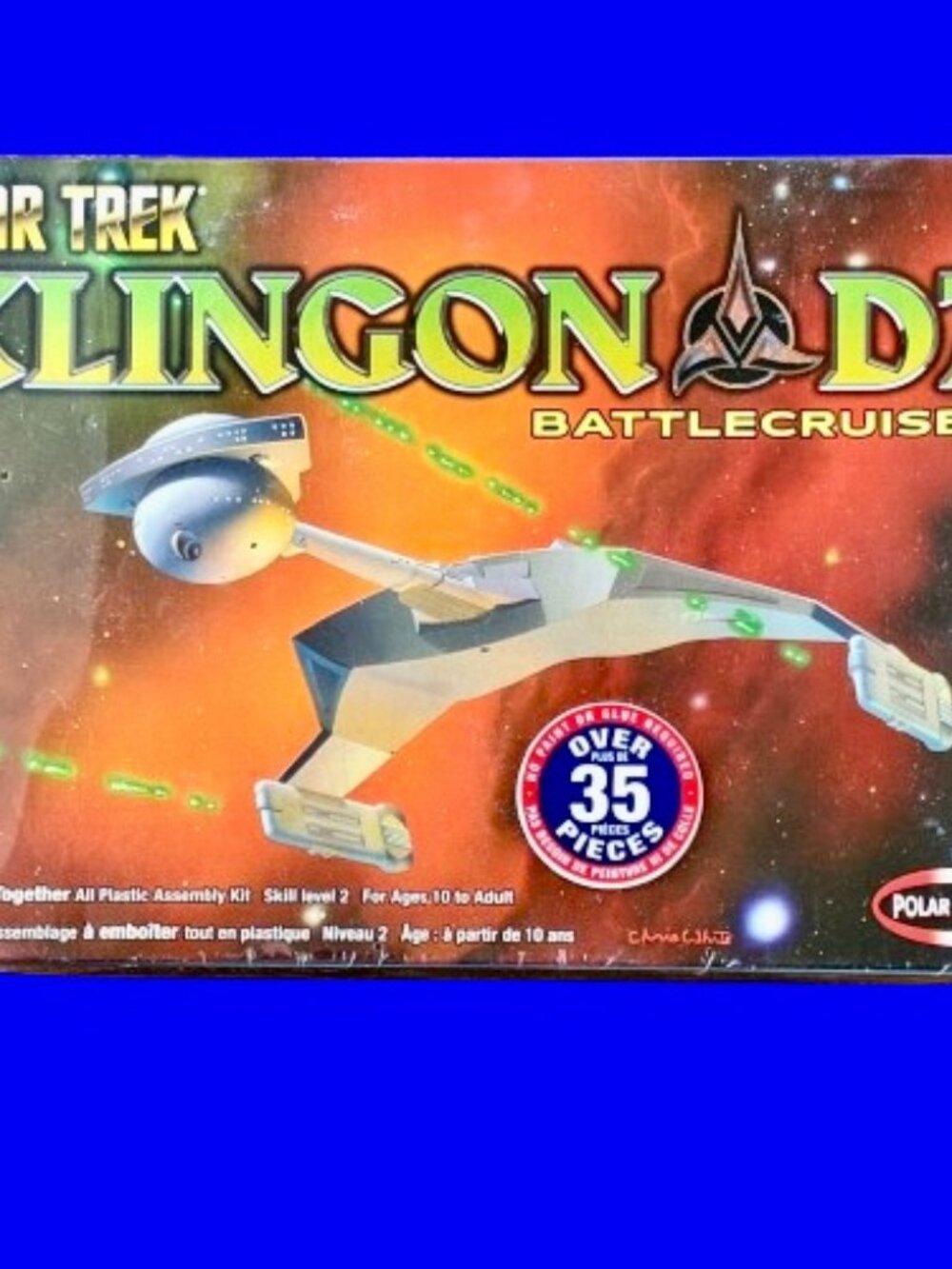 Star Trek Klingon D7 Battlecruiser Snap-Together Plastic Kit by Polar Lights New